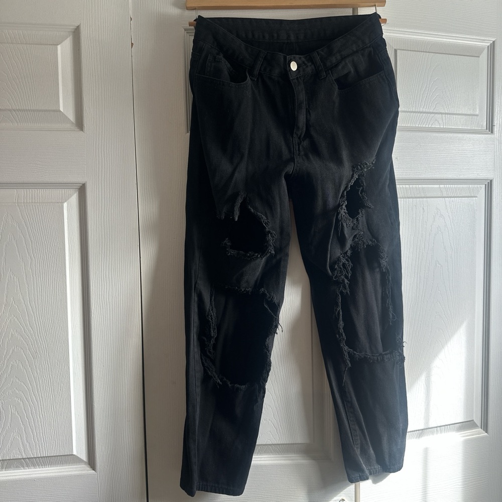 Shein size medium, baggy, distressed, black jeans